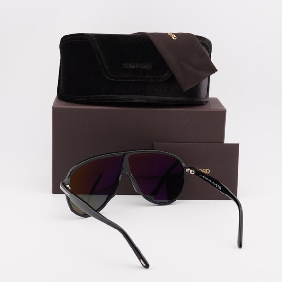 Tom Ford FT1211 01N Vladimir Aviator Sunglasses - Shiny Black/Green - Picture 5 of 10